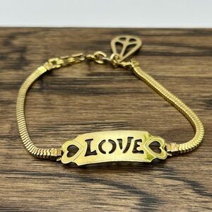 LOVE Bracelet 12k Gold Filled & GF on Sterling Chain Love and Peace Sign ☮️